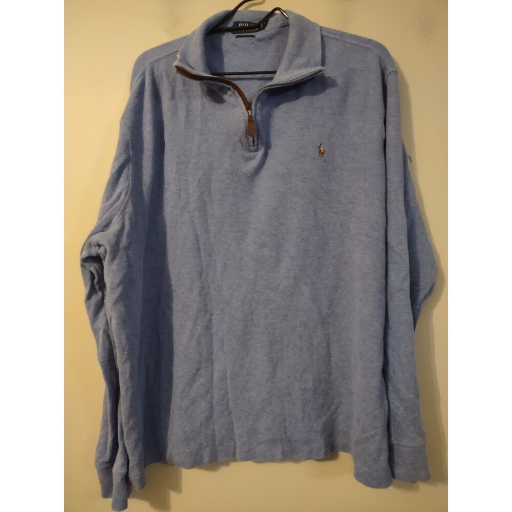 Polo Ralph Lauren Long Sleeve Shirt Men's XLarge  1/4 Zip Light Blue Very Soft